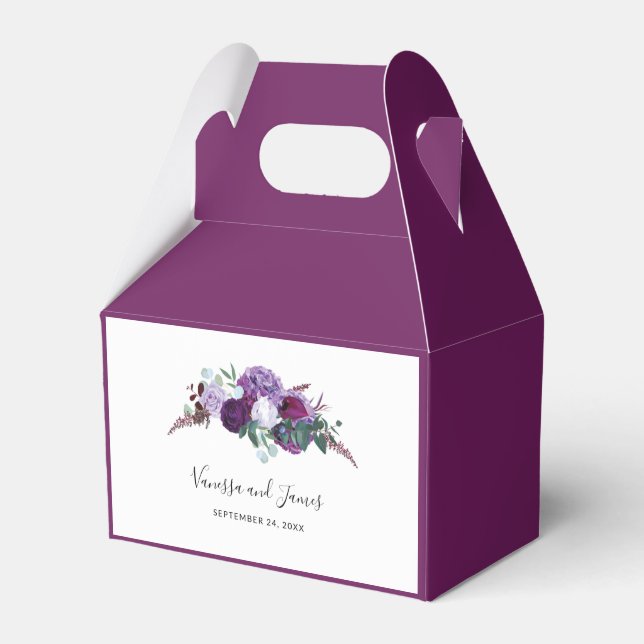 Ballotins Mariage élégant et moderne floral violet (Verso)
