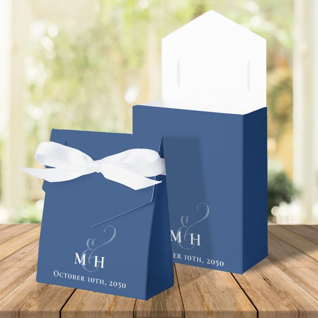 Ballotins Mariage élégant Faveurs Simple Monogramme bleu (Créateur téléchargé)