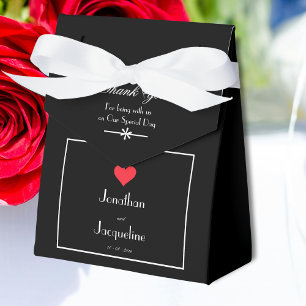 Ballotins Mariage Élégant Noir Blanc & Rouge Cœur Merci