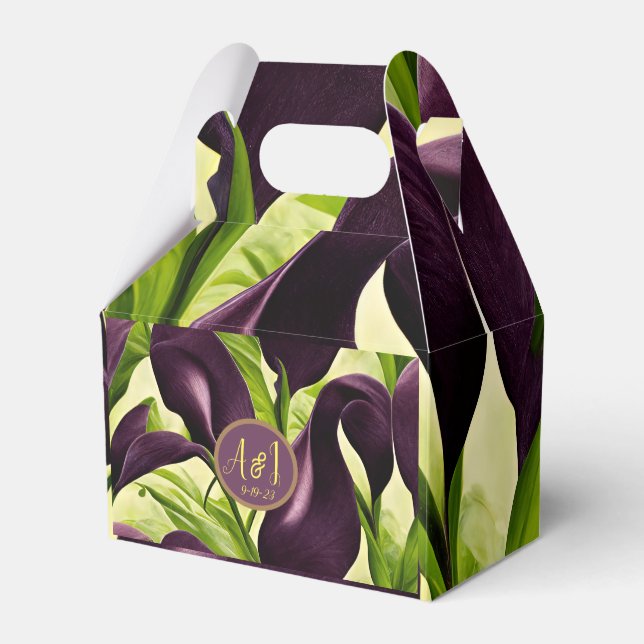 Ballotins Mariage élégant violet violet Calla Lilies (Verso)