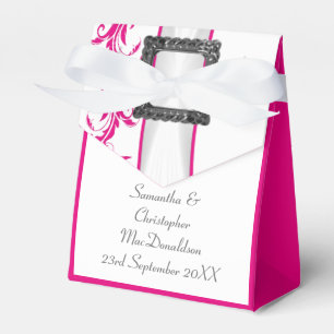 Ballotins Mariage en dentelle blanche rose fushia brillant