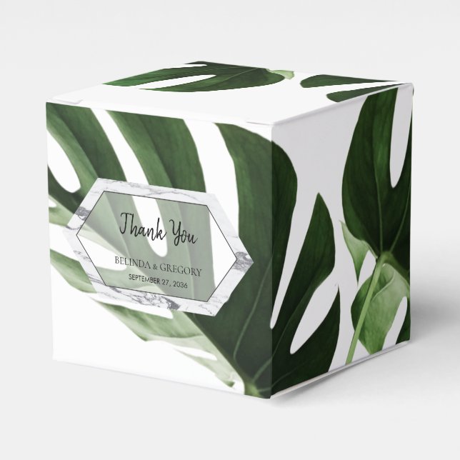 Ballotins Mariage en marbre tropical Monstera (Verso)