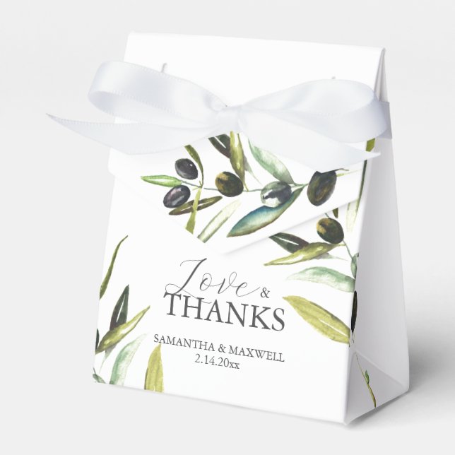 Ballotins Mariage Favor Boîtes Olive Branch Green (Verso)