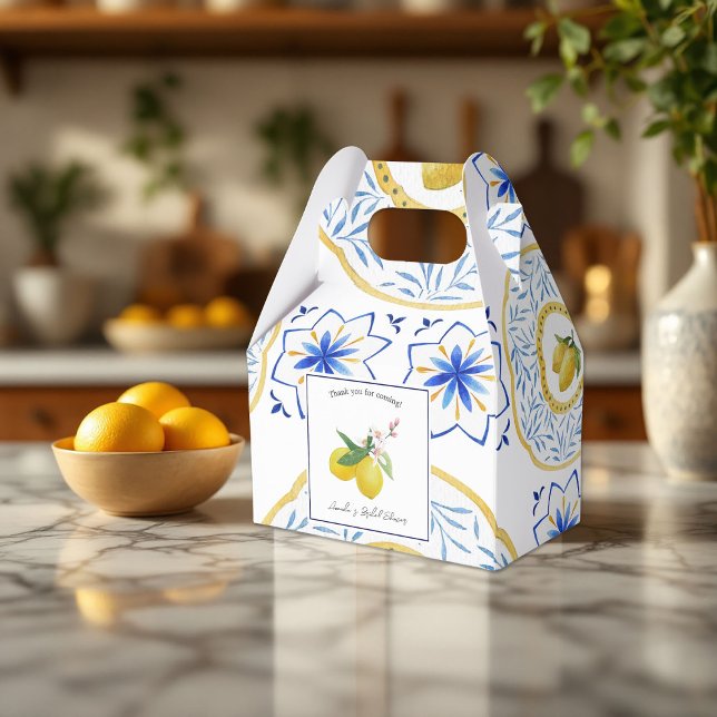 Ballotins Mariage/Fête des mariées méditerranéenne à thème c (Mediterranean Lemon-Themed Wedding/Bridal Shower Favor Boxes)