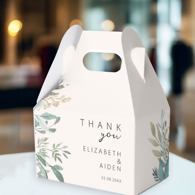 Ballotins Mariage feuille (Personalized THANK YOU! Leafy Wedding Box with your name and date.)