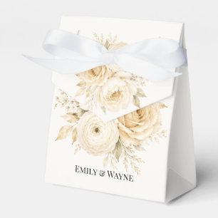 Ballotins Mariage Fleur Blanc d'Ivoire et Champagne Perle