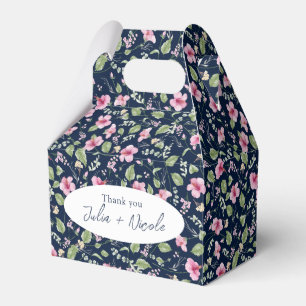 Ballotins Mariage Fleur d'Hibiscus Rose Bleu Navy Poussiéreu