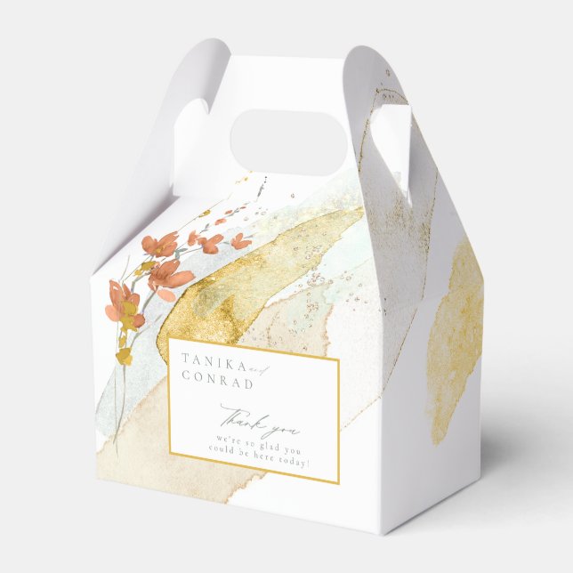 Ballotins Mariage fleur sauvage Aquarelle Merci Gold ID954 (Verso)