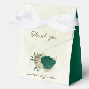 Ballotins mariage fleurs beige vert émeraude
