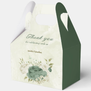 Ballotins mariage fleurs blanches vert sauge