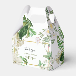 Ballotins Mariage Floral Aquarelle Vert Blanc Rustique Or