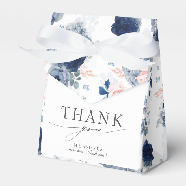 Ballotins Mariage floral bleu et rose (Verso)