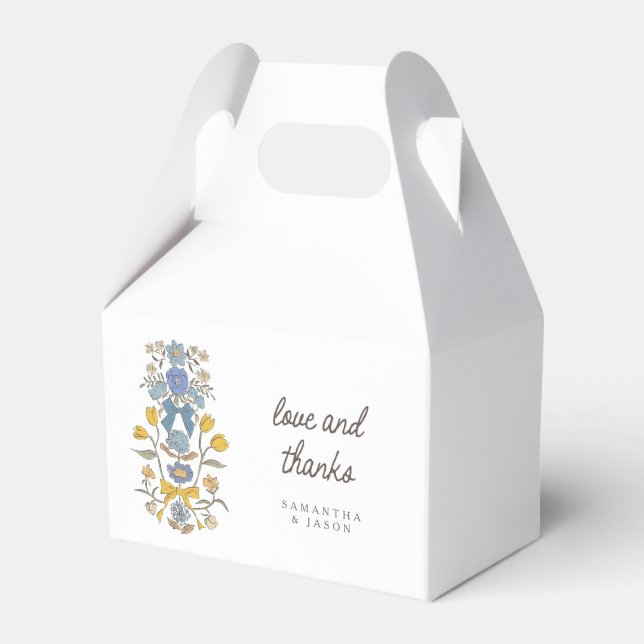 Ballotins Mariage Floral Bows bleu et jaune (Verso)