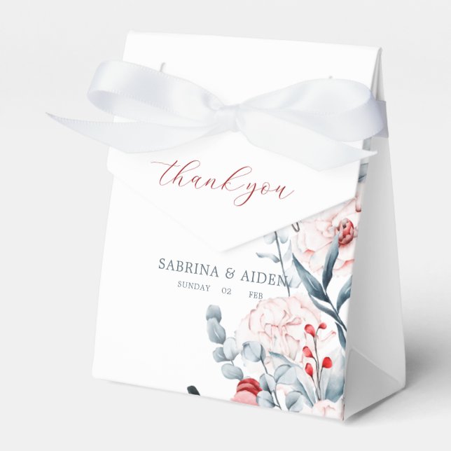 Ballotins Mariage Floral Fleur Rouge Et Bleu (Verso)
