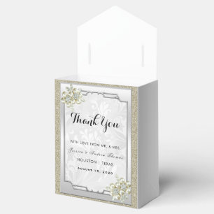 Ballotins Mariage floral Gem Argent encadré, Or et Argent