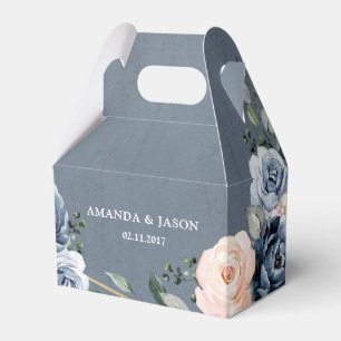 Ballotins Mariage floral géométrique bleu foncé