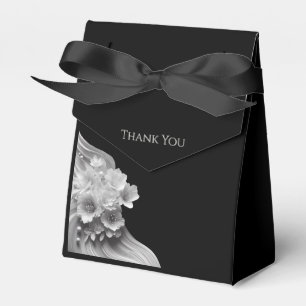 Ballotins Mariage floral moderne noir et blanc