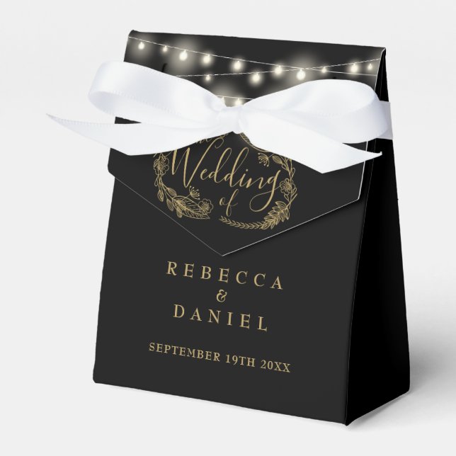 Ballotins Mariage Floral Noir Et Or (Verso)