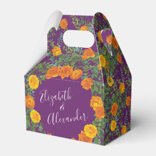 Ballotins Mariage Floral Orange & Plum Violet Peony & Rose