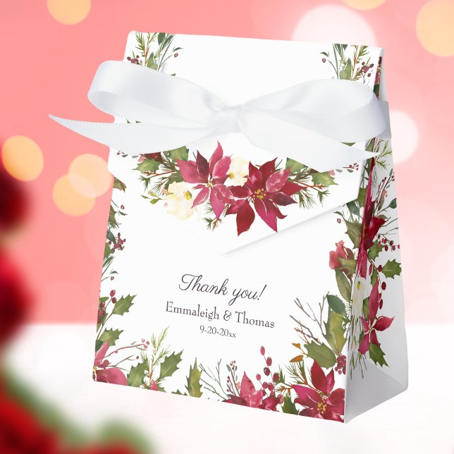 Ballotins Mariage floral Poinsettia | Rouge à carlet (Créateur téléchargé)