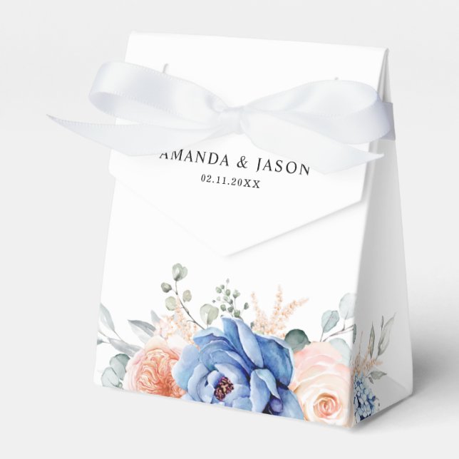 Ballotins Mariage floral rose bleu marine (Verso)