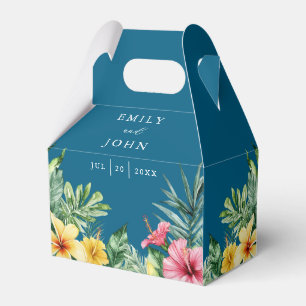 Ballotins Mariage Floral Tropical Aquarelle Bleu Océan