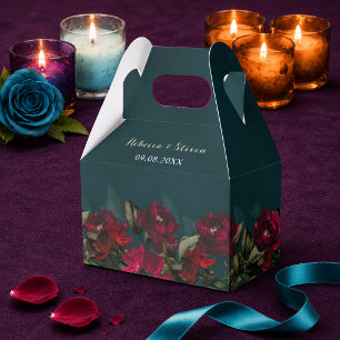 Ballotins Mariage gothique floral humeur sombre rouge turquo