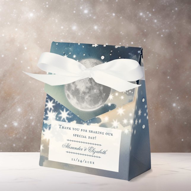 Ballotins Mariage lunaire de nuit (Lunar Night Sky Wedding Favor Box)