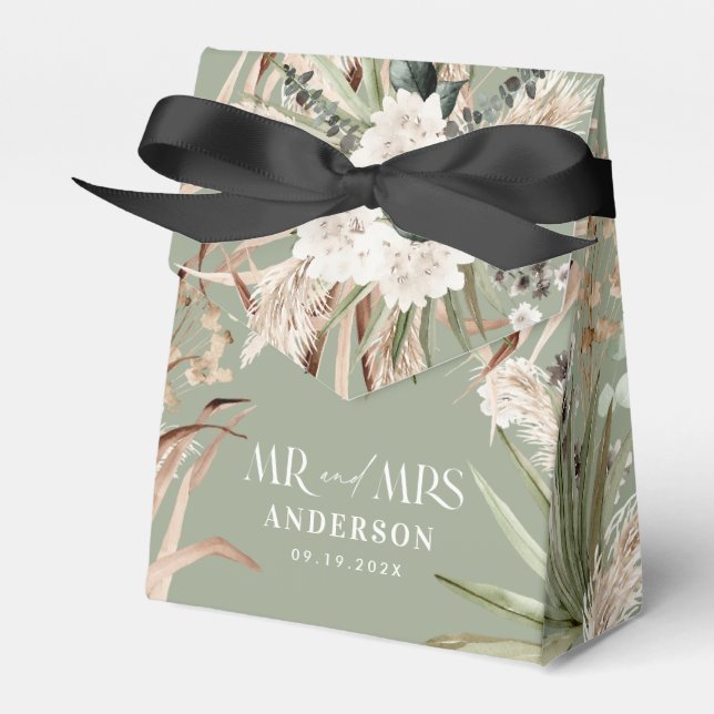 Ballotins Mariage M. Mme Pampas eucalyptus parti boho modern (Verso)