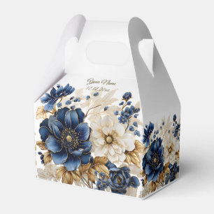 Ballotins Mariage Marine Bleu Blanc Or Floral Argent