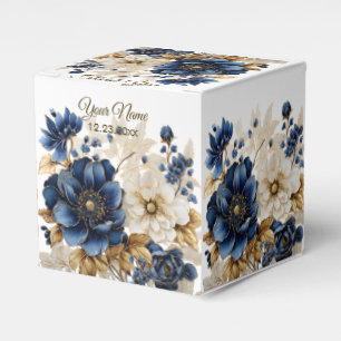 Ballotins Mariage Marine Bleu Blanc Or Floral Argent