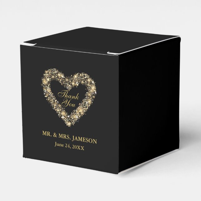 Ballotins Mariage Merci Gold Coeur Mariage Favor Box (Verso)