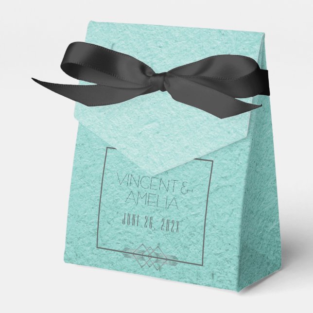 Ballotins Mariage minimaliste Art Déco bleu personnalisé (Verso)