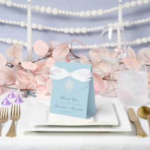 Ballotins Mariage minimaliste de flocon de neige   Bleu glac