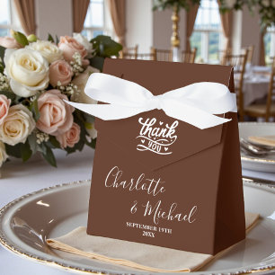 Ballotins Mariage minimaliste écriture Boho marron