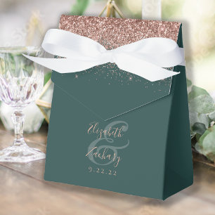 Ballotins Mariage Moderne Paillettes Vert Foncé Or Rose