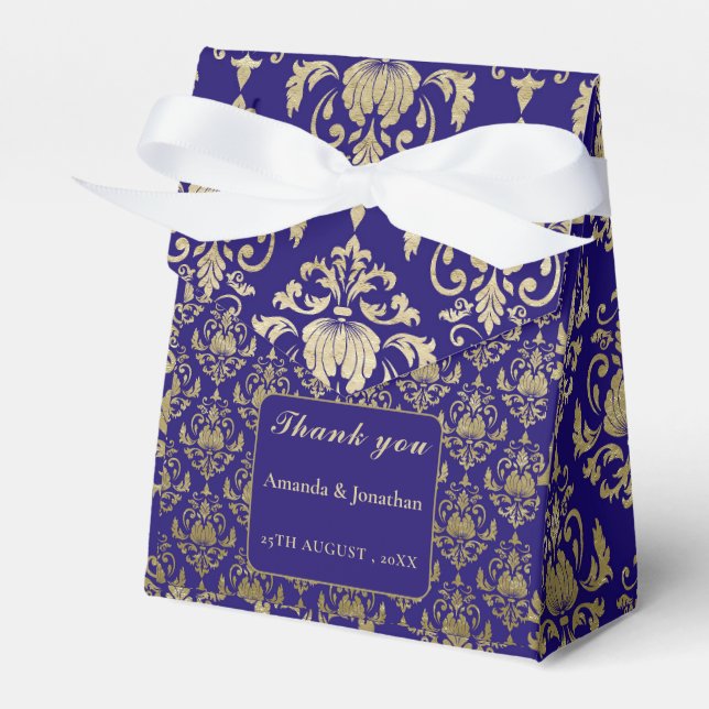 Ballotins Mariage Moderne Violet Pourpre et Or à Motif (Verso)
