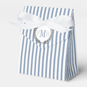 Ballotins Mariage monogramme bleu et blanc poussiéreux