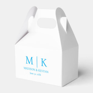Ballotins Mariage Monogramme bleu minimal et élégant