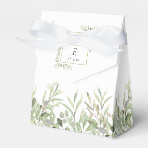 Ballotins Mariage Monogramme de feuillage vert moderne
