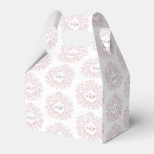 Ballotins Mariage monogramme de feuille blanche rose pâle