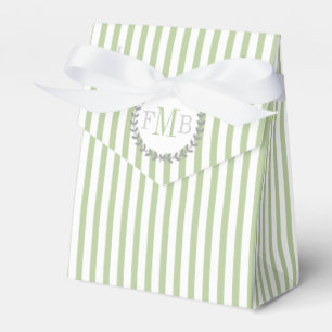 Ballotins Mariage monogramme de rayures blanches vert Sage