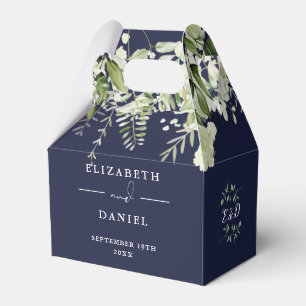 Ballotins Mariage Monogramme Floral Vert Navy Blue
