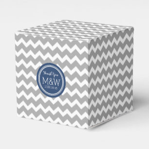 Ballotins Mariage  Monogramme gris bleu Chevron Ballotin