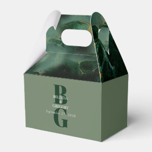 Ballotins Mariage Monogramme Moderne en Marbre Vert  