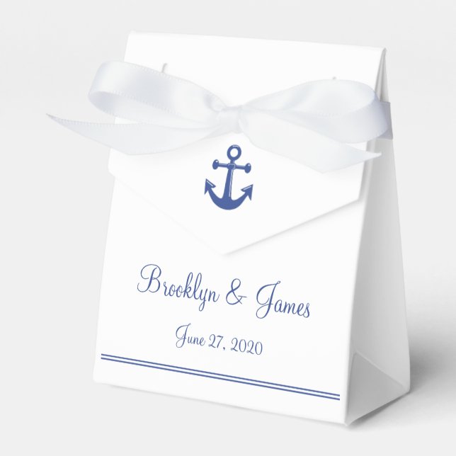 Ballotins Mariage Nautique Blanc Favoriser Les Boîtes Avec A (Verso)