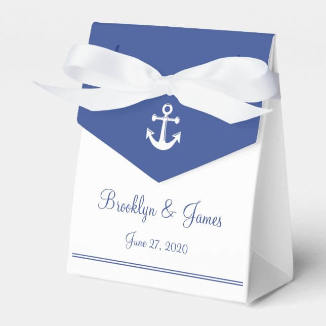 Ballotins Mariage Nautique Blanc Favoriser Les Boîtes Avec A (Verso)