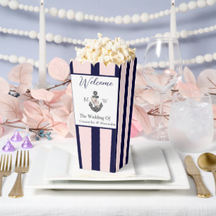 Ballotins Mariage nautique Floral Ancre Rose Marine Bienvenu