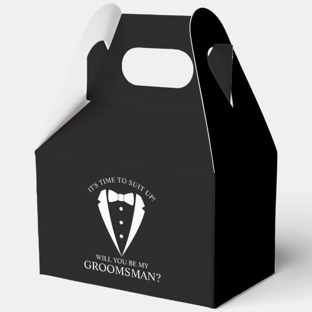 Ballotins Mariage noir Tuxedo Suit Groomsman Proposition (Recto)