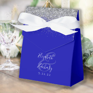 Ballotins Mariage Paillettes Bleu Royal Moderne Argent